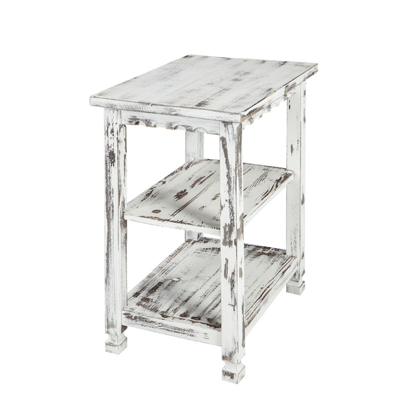 Alaterre Furniture Country Cottage 2 Shelf End Table, White Antique Finish ACCA02WA - main